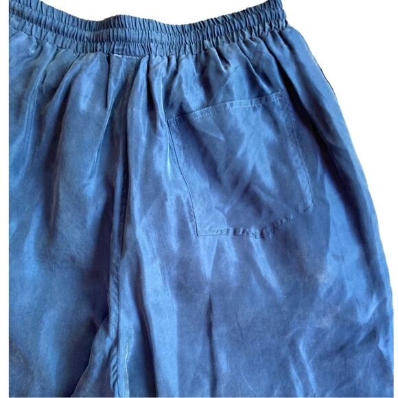 Womens Vintage 90s Beautex 100% Silk Blue Track Windbreaker Pants Size Medium - Picture 14 of 16